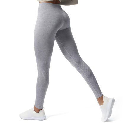 PRODUCTO 643-1 Aoxjox Leggings de cintura alta para entrenamiento, gimnasio, vitales, sin costuras, pantalones de yoga (gris ahumado jaspeado, extragrande)