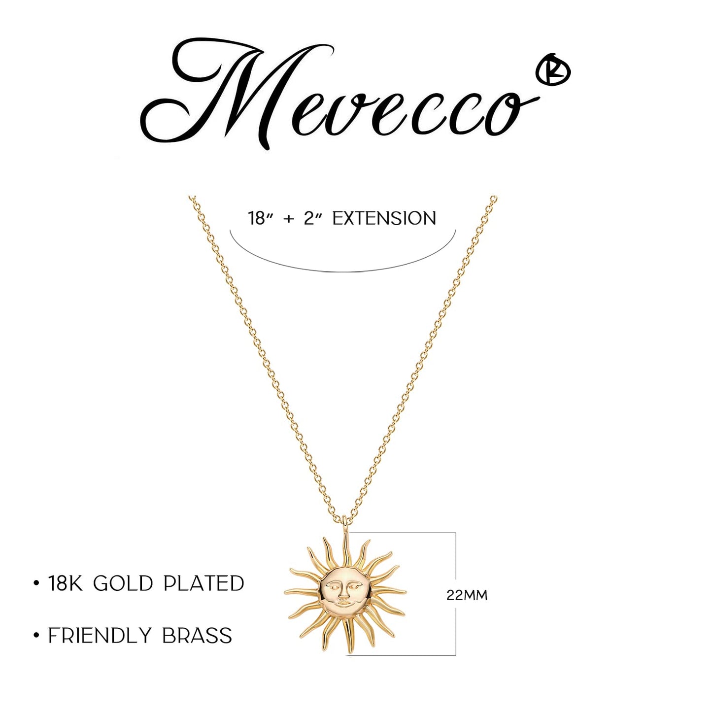 PRODUCTO 653-3 MEVECCO Collar de sol Chapado en oro de 18 quilates Collar de dijes de oro delicado Gargantilla con colgante de dijes celestiales de sol para mujer Collar de capas con rayos de sol de oro delicado Regalo de Navidad para ella