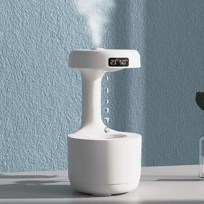 PRODUCTO 637-6 Humidificador antigravedad con pantalla de reloj LED, humidificador ultrasónico por goteo de agua, difusor de aromaterapia de niebla fría, humidificador de gotas de agua flotante, difusor de nube de lluvia, gota de agua levitante