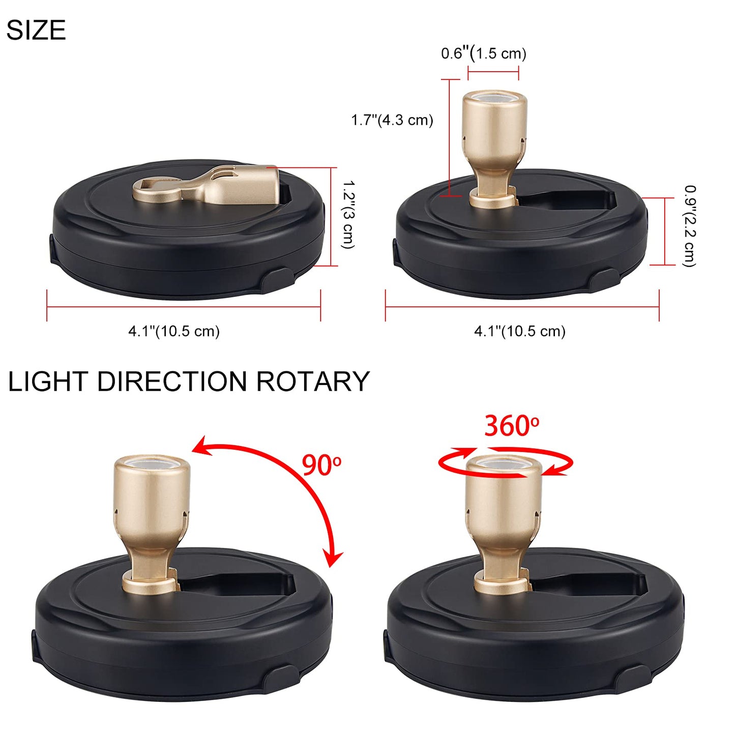 PRODUCTO 756-2 HAMVIDNE Foco LED inalámbrico, luces para cuadros con batería, iluminación ascendente para interiores, luces de disco con control remoto, luces puntuales para pared, exhibición de arte, diana, pintura, arte, armario decorativo, dorado