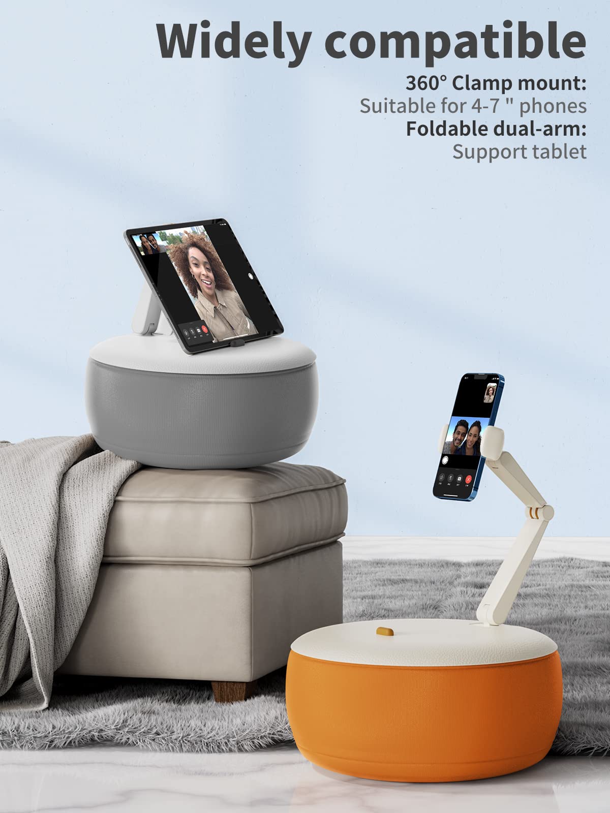 PRODUCTO 740 SAIJI Soporte de almohada para teléfono celular para cama, soporte para tableta ajustable de 360° de altura doble para trabajar