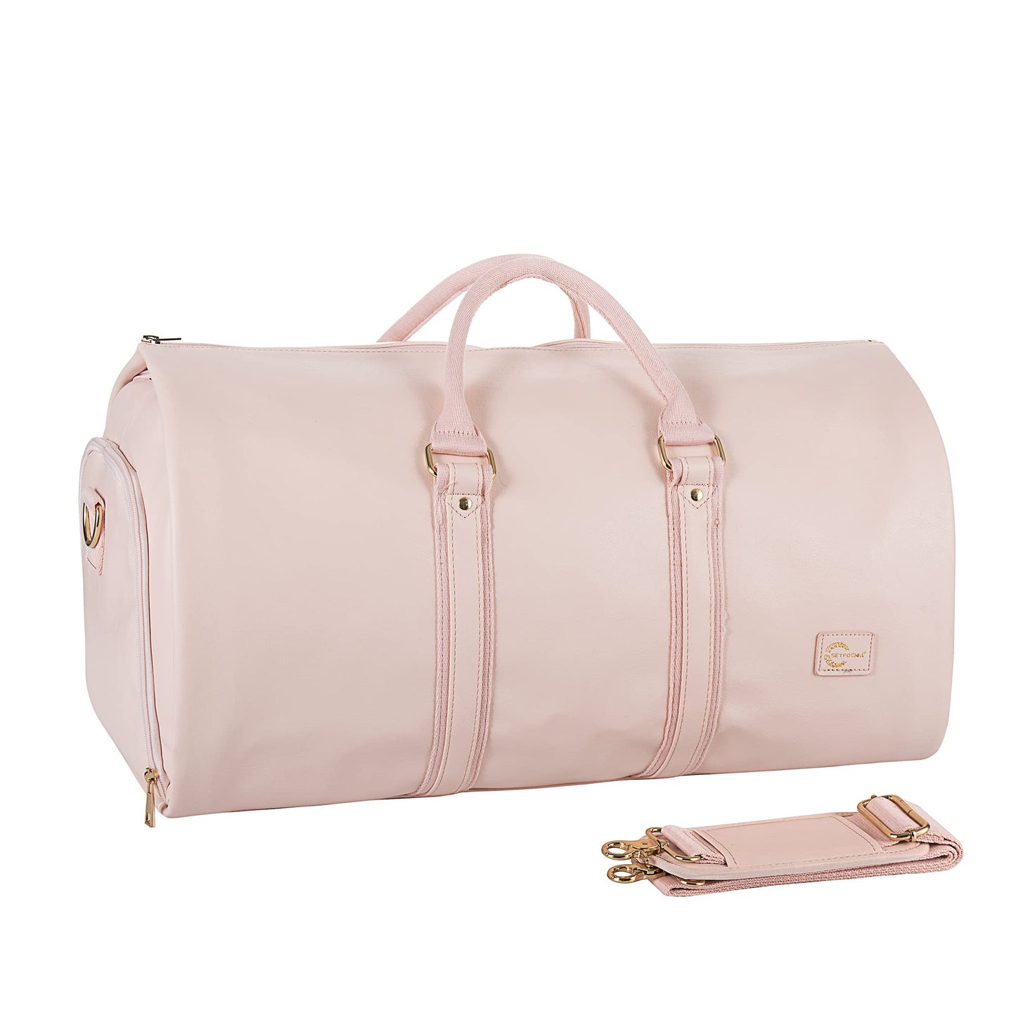 PRODUCTO 649 Bolsa de ropa convertible para mujer, bolsas de ropa de cuero para viajes con bolsa para zapatos, maleta colgante 2 en 1, bolsa de traje para mujer, bolsas de viaje para mujer, bolsa de lona, bolsa de ropa, regalos para mujer, color rosa