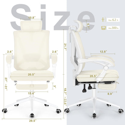 PRODUCTO 688 Misolant Silla de Oficina Ergonómica con Reposapiés, Silla de Escritorio Ergonómica con Soporte Lumbar Ajustable 2D, Silla de Oficina con Respaldo Alto y Reposacabezas Ajustable, Cómoda Silla de Oficina Ejecutiva