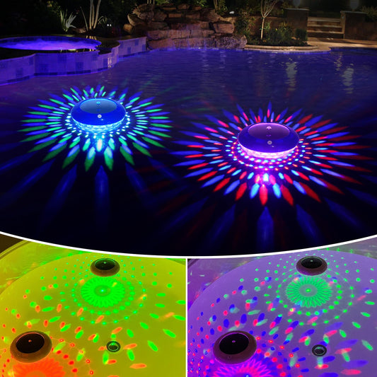 PRODUCTO 806 FirstE Luces solares flotantes para piscina, luces solares flotantes que cambian de color RGB, luces solares impermeables IP68 para piscina que flotan, luces flotantes de bola LED colgantes para piscina, boda, decoración navideña