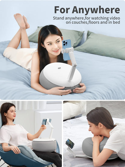 PRODUCTO 740 SAIJI Soporte de almohada para teléfono celular para cama, soporte para tableta ajustable de 360° de altura doble para trabajar