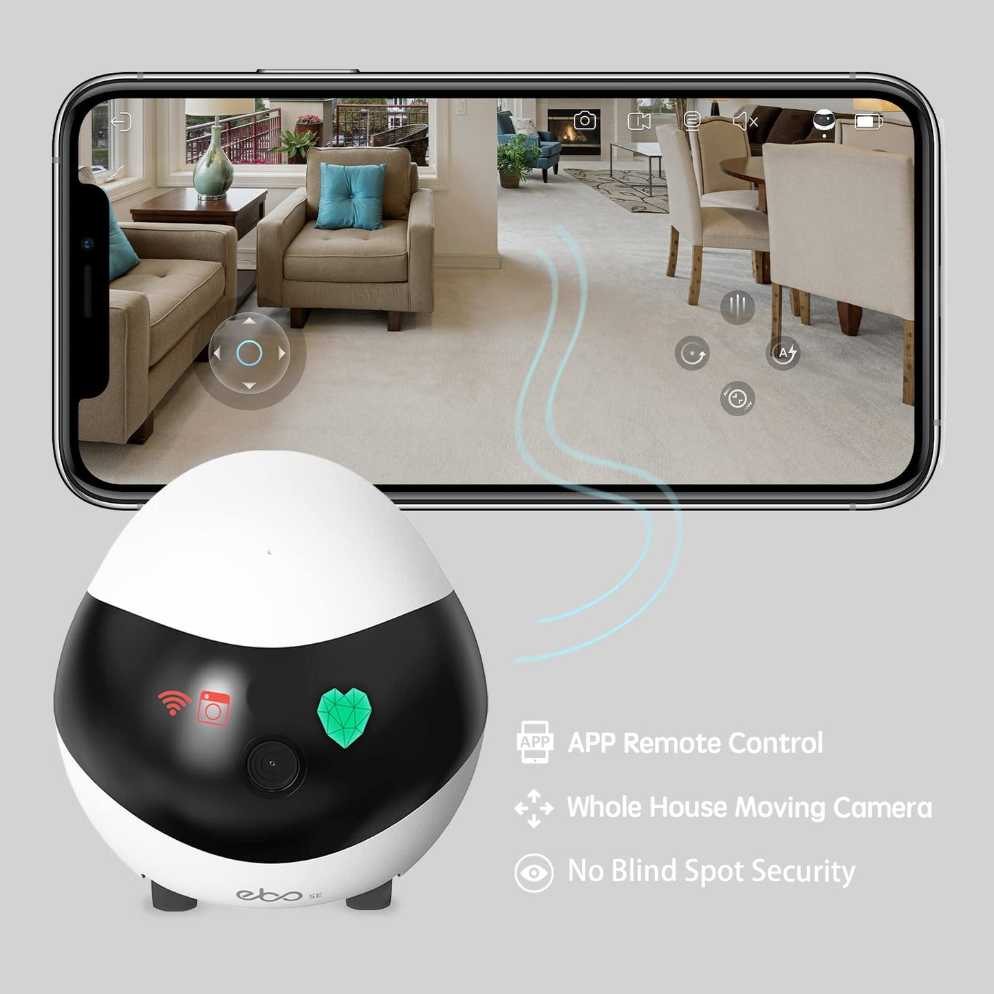 PRODUCTO 704 Cámara de seguridad para el hogar Enabot con carga automática, visión nocturna, cámara inalámbrica para mascotas, bebés mayores, almacenamiento SD de 16 GB, control remoto por aplicación