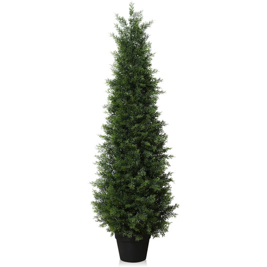 PRODUCTO 729 Árbol artificial de 4 pies, árbol de cedro topiario falso para interiores y exteriores, plantas en maceta con clasificación UV para decoración de porche, árbol de pino sintético para regalo perfecto de inauguración de la casa, 1 paquete