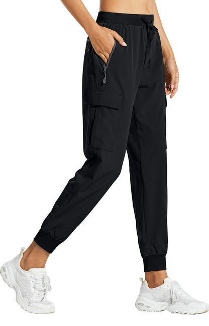 PRODUCTO 711-2 Libin Joggers tipo cargo para mujer, pantalones de senderismo ligeros de secado rápido, entrenamiento atlético, salón, informal, al aire libre, negro XS