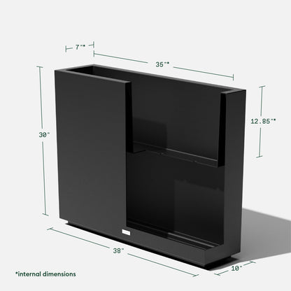 PRODUCTO 729-1 Macetero de plástico Veradek Block Series Span – Macetero rectangular alto para patio/porche al aire libre | Durable para todo clima con cubo extraíble | Diseño moderno para plantas, flores, jardín.