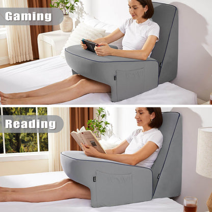 PRODUCTO 634 Almohada de lectura para juegos,  extra grande para reposabrazos para adultos, almohada de espuma viscoelástica para reposabrazos para leer, trabajar, jugar al interruptor de cubierta de vapor o sentarse en el sofá del suelo de la cama (gris)