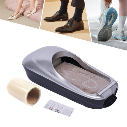 PRODUCTO 794 Leweiiq Máquina dispensadora automática de cubiertas para zapatos con 1 rollo de película para cubrir zapatos, kit plateado para el hogar, laboratorio, oficina, hotel, exposición