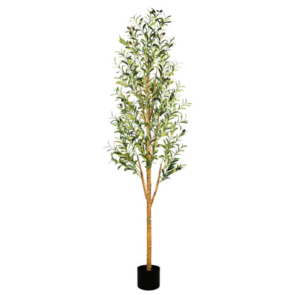 PRODUCTO 756 Sunnyglade Olivo artificial de 5.9 ft de alto, plantas en maceta de seda sintética para el hogar, sala de estar, oficina, decoración interior, olivo falso con tronco de madera natural y hojas realistas, ramas y frutas