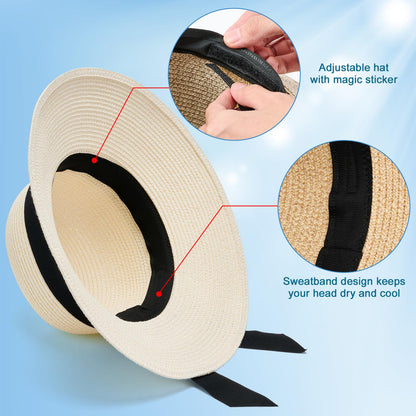 PRODUCTO 722-1 VIFUUR Sombreros de Paja para Mujer Visera de Verano de ala Ancha Sombrero para el Sol de Playa Plegable UPF UV Viaje Plegable Beige Puro L/XL