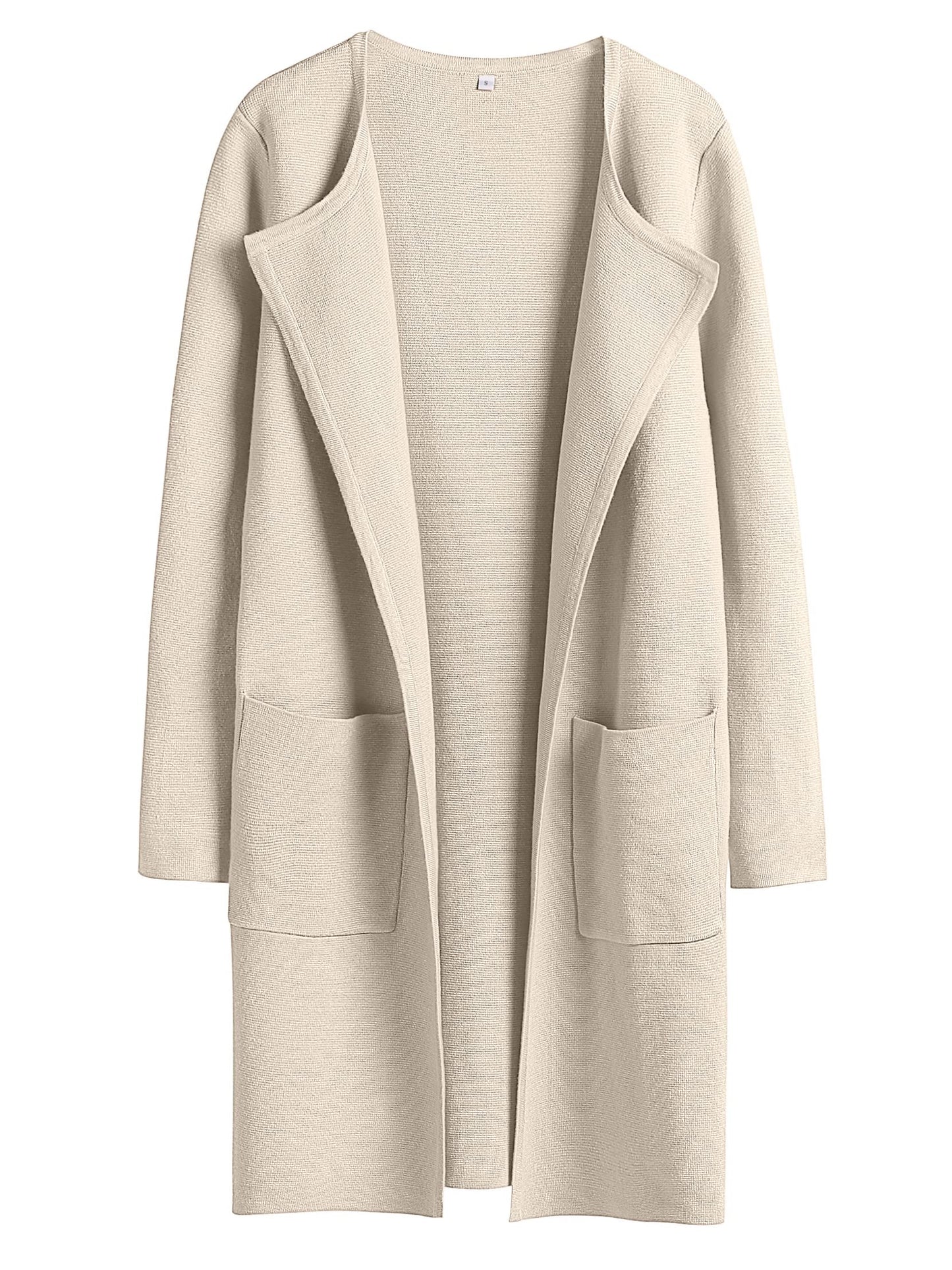 PRODUCTO 708 ANRABESS Cárdigan ligero de punto con frente abierto para mujer, suéter largo informal, abrigo, chaqueta para mujer, abrigo de otoño 2024 715kaqi-S Beige