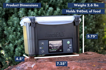 PRODUCTO 803 LunchEAZE Fiambrera eléctrica - Calentador de alimentos autocalentable, inalámbrico y a batería para el trabajo, viajes - 220 °F de calor, sin BPA, apto para preparación de comidas con conectividad Bluetooth