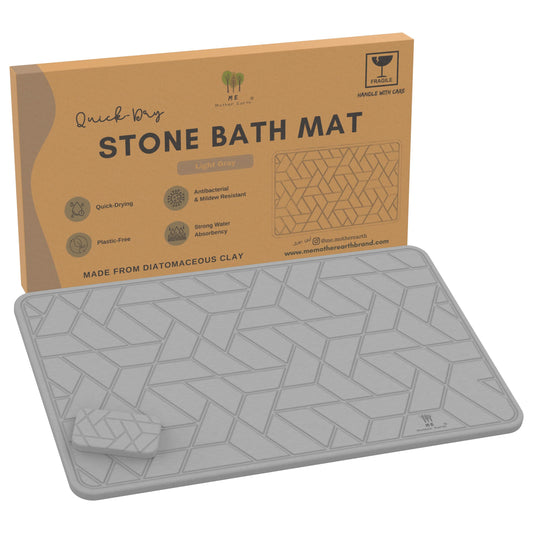 PRODUCTO 785 ME MOTHER EARTH Estera de secado de platos para baño y cocina, de secado rápido, con tierra de diatomeas, almohadilla súper absorbente, ecológica, fácil de limpiar, sostenible, gris claro