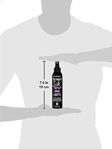 Spray de seda liso con aceite de argán marroquí | Protector alisador y desenredante del cabello | Sin alcohol | Protector de calor hasta 450 °F | Plancha | Secar con secador | Sin perfume | Laca para el cabello | HECHO EN EE. UU. (6 oz)