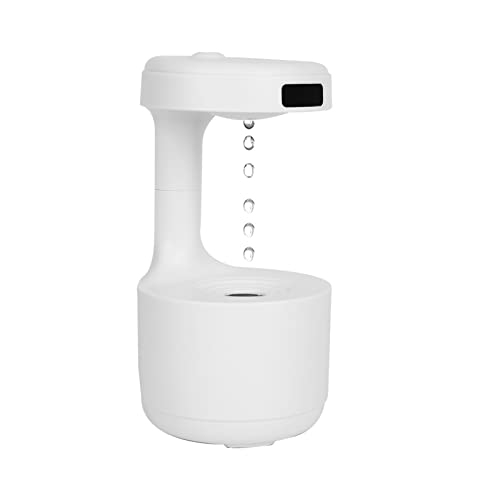 Humidificadores antigravedad de niebla fría, humidificador creativo con reflujo de gotas de agua flotantes, humidificador de escritorio para oficina con humidificador antigravedad con reloj silencioso, tanque de agua de 28.16 oz y 800 ml