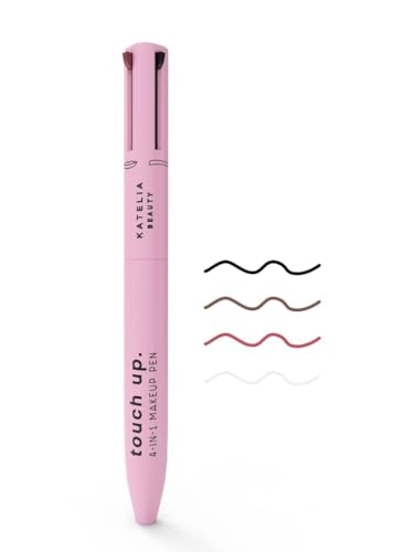 Katelia Beauty Touch Up lápiz de maquillaje 4 en 1 (delineador de ojos, delineador de cejas, delineador de labios y resaltador) Producto de belleza portátil multifuncional todo en uno, lápiz de maquillaje de viaje sobre la marcha (pluma de maquillaje A)