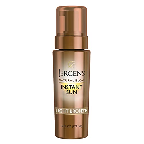 PRODUCTO 87 Jergens Natural Glow Instant Sun Body Mousse, autobronceador para bronceado claro, bronceador corporal sin sol, bronceado falso para piel clara a media, 6 onzas