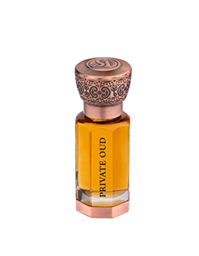 Swiss Arabian Private Oud para unisex - Aceite de perfume concentrado sensual gourmand - Fragancia de lujo de Dubai - Perfume artesanal de larga duración con notas de ciruela, rosa, vetiver y vainilla - 0.4 oz