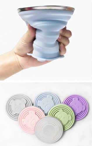 PRODUCTO 194  CSIBORUI 2 taza plegables, taza de viaje plegable de silicona, tapas plegables expandibles para tazas de camping, reutilizables, pequeñas tazas portátiles para viajes, camping, senderismo, deportes al aire libre