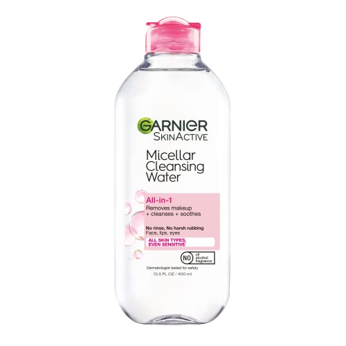 Garnier SkinActive agua micelar para todo tipo de piel, limpiador facial y desmaquillante, 13,5 onzas líquidas (400 ml), 1 unidad (el embalaje puede variar)