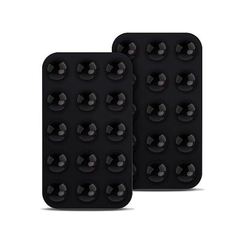 PRODUCTO 208 2 soportes para teléfono con ventosa de silicona, ventosa de doble cara, soporte de ventosa rectangular multiusos para coche, mini alfombrilla con ventosa para teléfonos móviles (negro)