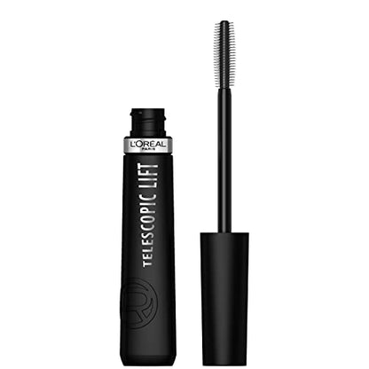 L'Oréal Paris Máscara de pestañas lavable telescópica, maquillaje de ojos alargador y voluminizador, levantamiento de pestañas con hasta 36 horas de uso, negro, 0.33 onzas líquidas