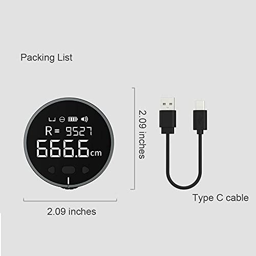 Cinta métrica digital electrónica de 324 pies con pantalla LCD Regla digital Recargable Pequeña herramienta de medición inteligente de larga distancia para diámetro curvo plano Forma extraña Alta precisión Regalos ideales