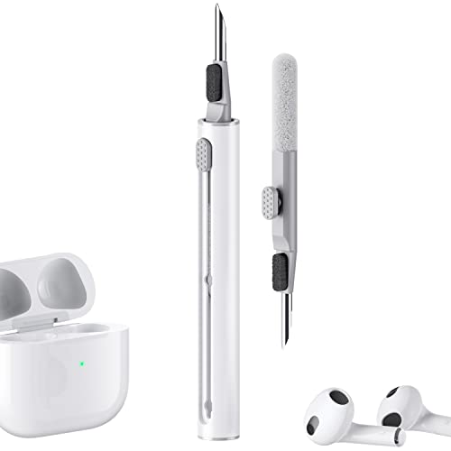 Kit de limpieza para Airpods Pro 1 2 3 Pluma de limpieza multifunción con cepillo suave Esponja flocada para auriculares Bluetooth Estuche Herramientas de limpieza Blanco