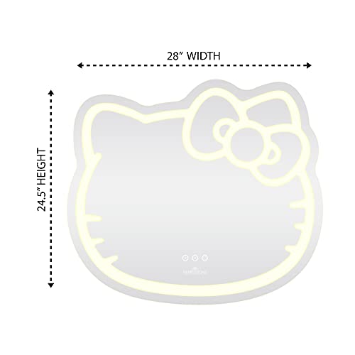 PRODUCTO 24 Impressions Vanity Hello Kitty Espejo de pared con Wi-Fi, espejo de tocador de maquillaje inteligente sensible al tacto con controlador de aplicación y tira de luz LED que cambia de color