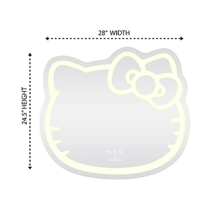 PRODUCTO 24 Impressions Vanity Hello Kitty Espejo de pared con Wi-Fi, espejo de tocador de maquillaje inteligente sensible al tacto con controlador de aplicación y tira de luz LED que cambia de color