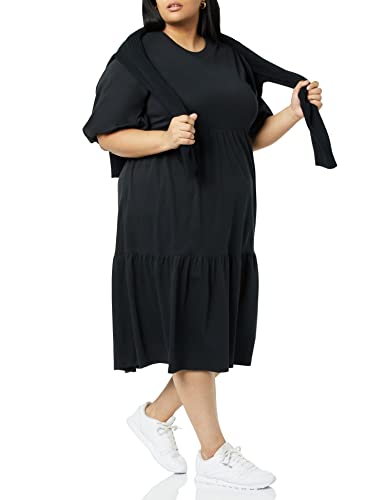 PRODUCTO 589-2 Amazon Essentials Vestido ajustado y con vuelo de algodón orgánico para mujer (disponible en tallas grandes) (anteriormente Amazon Aware), negro, XX-Small