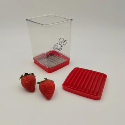 PRODUCTO 245 Nueva rebanadora de velocidad con placa de empuje, rebanadora de frutas, taza, rebanadora de huevos, cortador de fresas y plátanos de acero inoxidable, portátil para cocina, rojo, 3 pulgadas de largo x 3 pulgadas de ancho  de alto