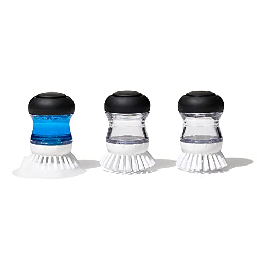 OXO Good Grips - Cepillo dispensador de jabón, color negro, transparente y blanco