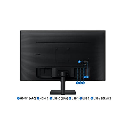 SAMSUNG 32" M70B Series 4K UHD USB-C Smart Monitor y Streaming TV, 4ms, 60Hz, HDR10, pantalla inalámbrica, juegos e IoT Hubs, Alexa integrado, 2022, LS32BM702UNXGO, negro