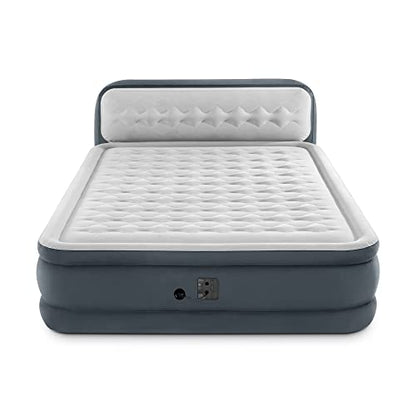 PRODUCTO 281 Intex Dura-Beam Deluxe colchón de aire tamaño Queen de 18 pulgadas, cama reconfortante con bomba eléctrica incorporada y cabecera de apoyo ultra lujosa, gris