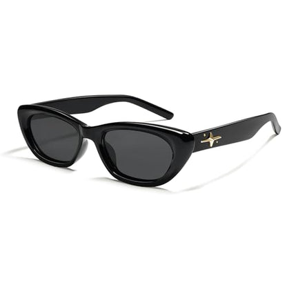 SOJOS Gafas de sol polarizadas de moda estrechas con forma de ojo de gato para mujer, gafas de sol retro lindas para mujer SJ2284, montura negra, lente gris