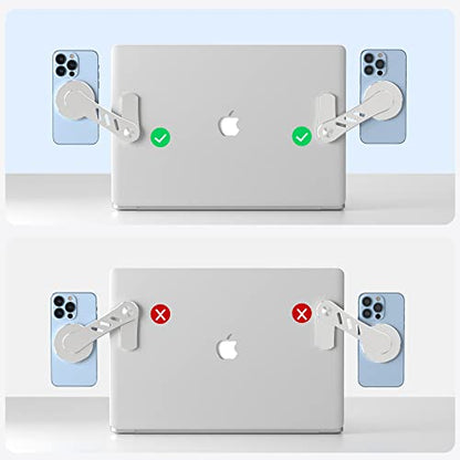 PRODUCTO 159 DK177 Soporte magnético para teléfono para computadora portátil, computadora portátil o monitor de escritorio Soporte lateral para teléfono compatible con fundas MagSafe de la serie iPhone 15/14/13/12, Silver-MagSafe