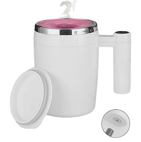 Taza de café con agitación automática, KittBaby, taza mezcladora magnética automática de acero inoxidable recargable para café, té, leche, cacao, taza mezcladora eléctrica blanca de 13 oz, el mejor regalo