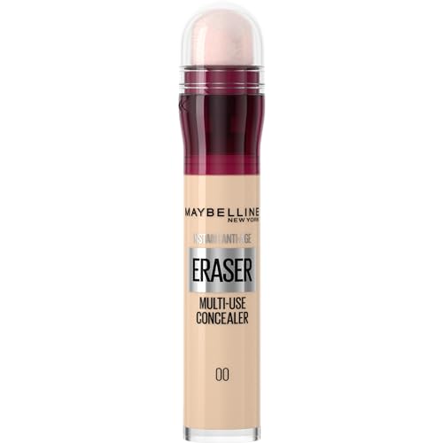 Maybelline Instant Anti Age Eraser Eye Concealer, Dark Circles and Blemish Concealer, Ultra Blendable Formula, 00 Ivory (Packging may vary)