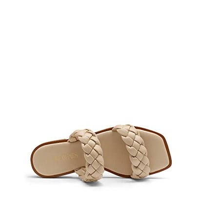 PRODUCTO 564 DREAM PAIRS Sandalias trenzadas SDSS2319W para mujer Chanclas sin cordones Dos correas Punta cuadrada Elegantes para el verano Desnudo Talla 7