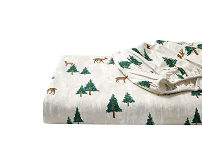 PRODUCTO 15 Eddie Bauer – Sábanas King, juego de cama de franela de algodón, cepillado para mayor suavidad, decoración acogedora del hogar (ciervo hueco, King)