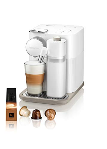 Máquina de café espresso original Nespresso Gran Lattissima con espumador de leche de De'Longhi, blanco fresco