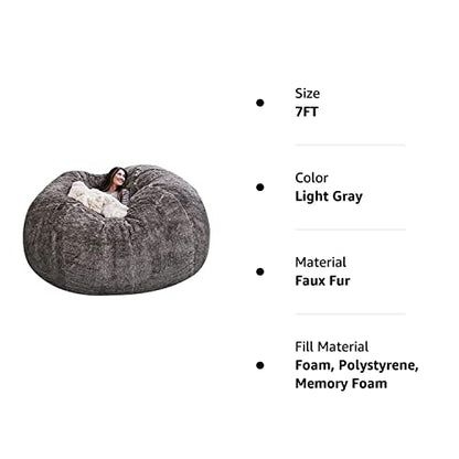 FEYOTH (era solo una funda, no un puf completo, puf gigante de piel para muebles de sala de estar para adultos, puf redondo grande, suave y esponjoso de piel sintética, funda para sofá cama perezoso, puf de piel sintética, funda para sofá cama perezoso