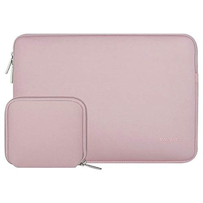 MOSISO Funda para Portátil Compatible con MacBook Air/Pro, Notebook de 13-13.3 Pulgadas, Compatible con MacBook Pro 14 Pulgadas 2023-2021 A2779 M2 A2442 M1, Bolsa de Neopreno con Estuche Pequeño, Rosa Bebé