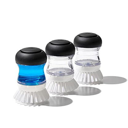 OXO Good Grips - Cepillo dispensador de jabón, color negro, transparente y blanco