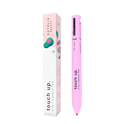 Katelia Beauty Touch Up lápiz de maquillaje 4 en 1 (delineador de ojos, delineador de cejas, delineador de labios y resaltador) Producto de belleza portátil multifuncional todo en uno, lápiz de maquillaje de viaje sobre la marcha (pluma de maquillaje A)