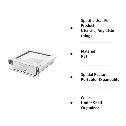 PRODUCTO 460 vacane Cajón debajo del estante extraíble debajo del gabinete Especiero, organizador de almacenamiento de armario fácil de instalar, organizador de almacenamiento de plástico duradero para despensa de cocina, accesorios de gabinete